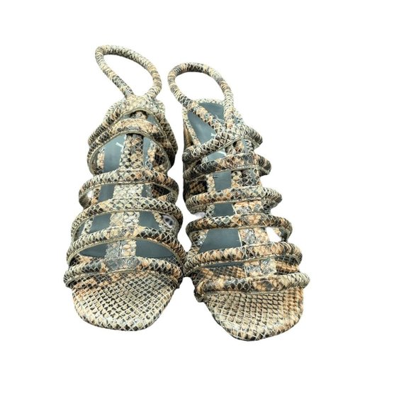 Free People Colette Sandals Size 9 Leather Strappy Platform Heel Python New boho - Picture 3 of 7